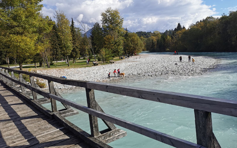 the sandbank beside the Sava Dolinka river